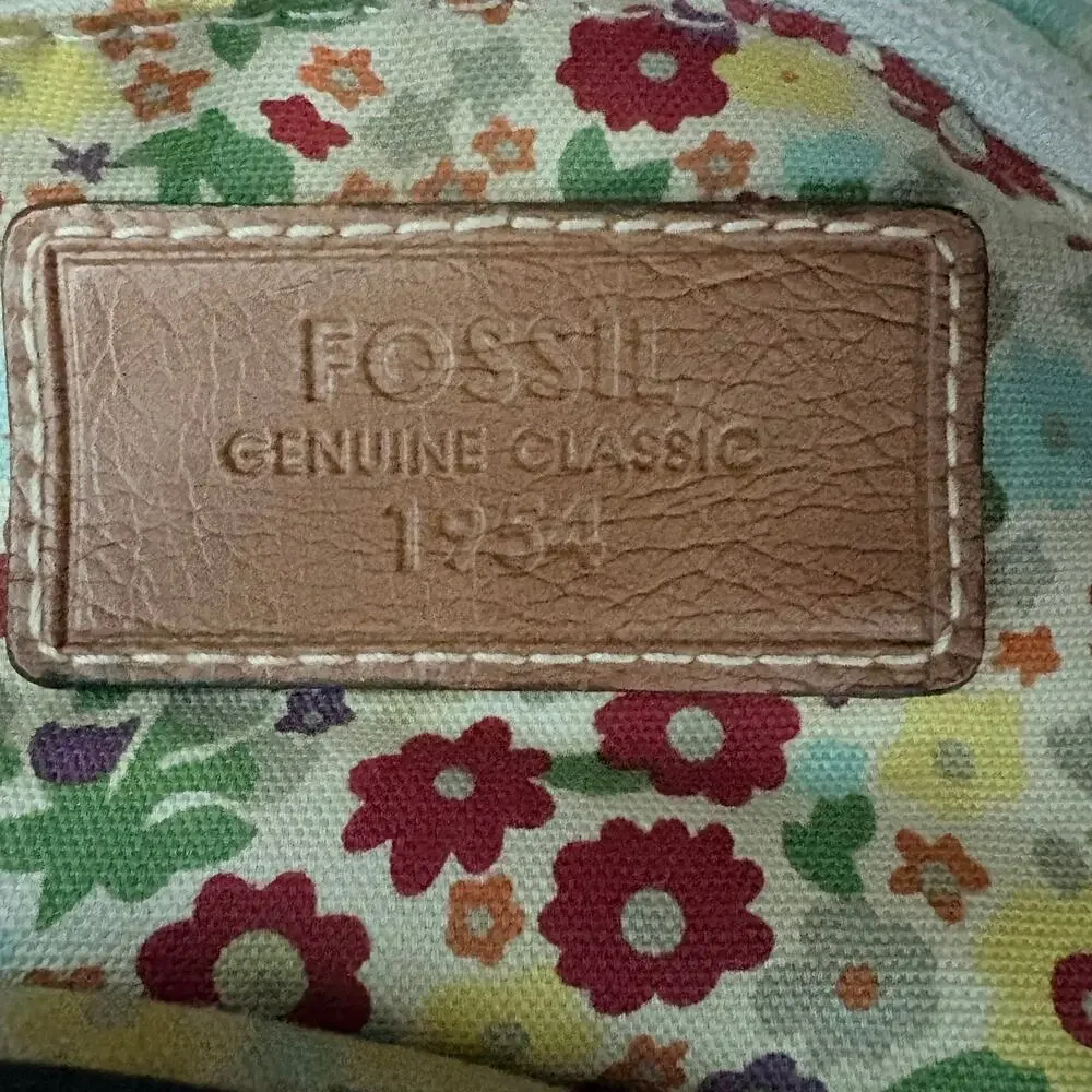 Fossil Y2K Coral Woven Leather Shoulder Bag Floral Lining Boho Handbag